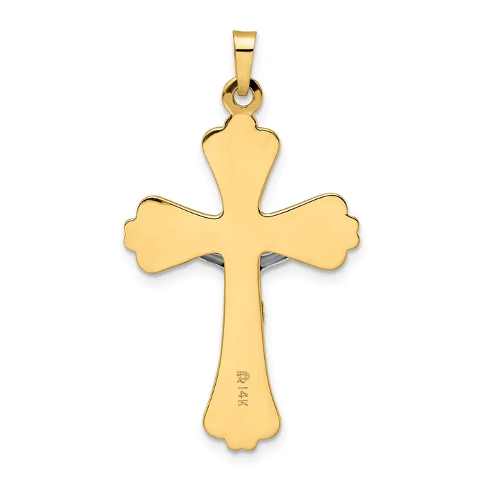 14k Twotone Gold Polished Solid INRI Curcifix Cross Pendant Goldia Rings