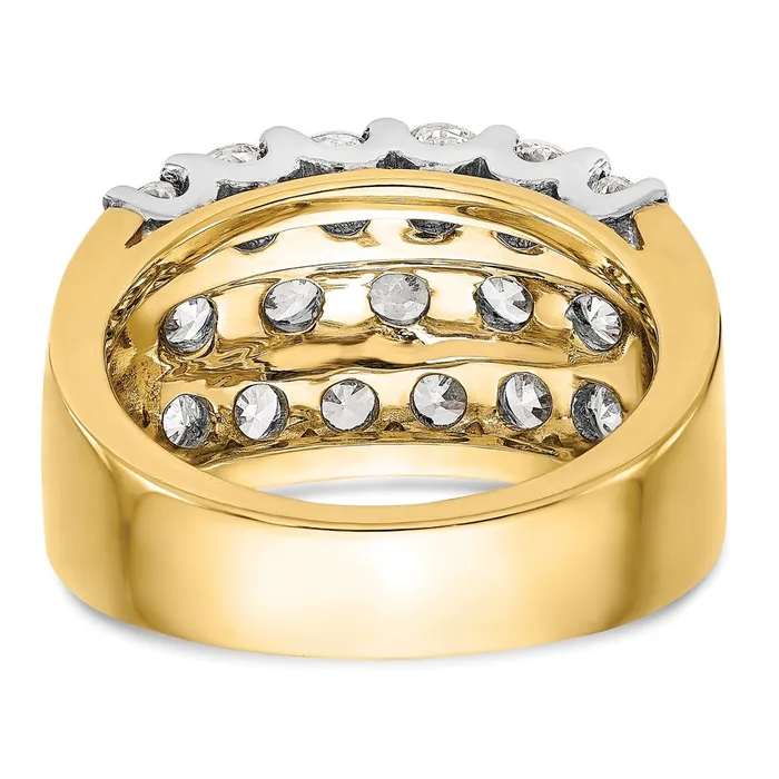 14K TwoTone Gold Real Diamond Band goldiaca Rings