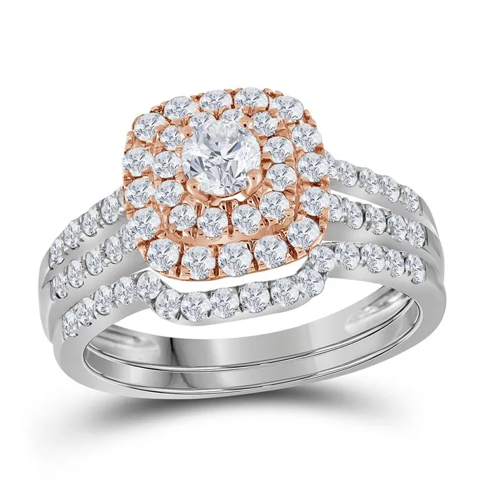 14k Twotone Gold Round Diamond Bridal Wedding Ring Set 115 Cttw Certified gndatlanta Rings 14k Twotone Gold Round Diamond Bridal Wedding Ring Set 115 Cttw Certified gndatlanta Rings