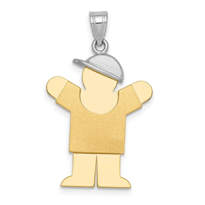 14k Twotone Gold Twotone Gold Large Boy with Hat on Right Engravable Charm Goldia Rings 14k Twotone Gold Twotone Gold Large Boy with Hat on Right Engravable Charm Goldia Rings