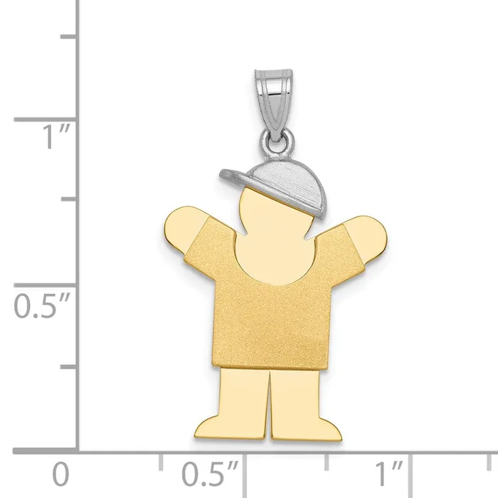 14k Twotone Gold Twotone Gold Large Boy with Hat on Right Engravable Charm Goldia Rings