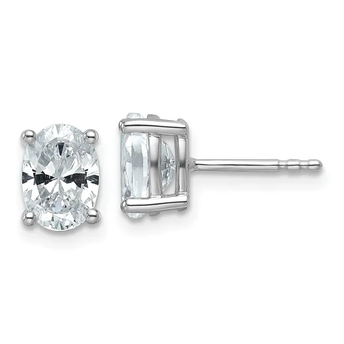 14k White Gold 1 12 ctw Certified Lab Grown Diamond VSSI G Oval 4 Prong Heavy Wt Stud Earrings Goldia Earrings