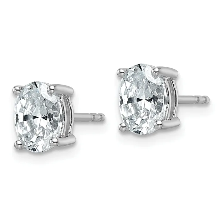 14k White Gold 1 12 ctw Certified Lab Grown Diamond VSSI G Oval 4 Prong Heavy Wt Stud Earrings Goldia Earrings