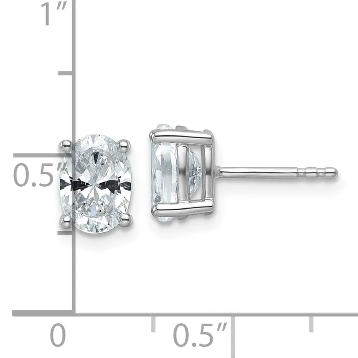 14k White Gold 1 12 ctw Certified Lab Grown Diamond VSSI G Oval 4 Prong Heavy Wt Stud Earrings Goldia Earrings