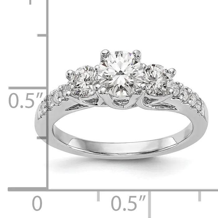 14k White Gold 1 15 Ct Lab Grown Diamond VSSI G Three Stone Engagement Ring Goldia Rings