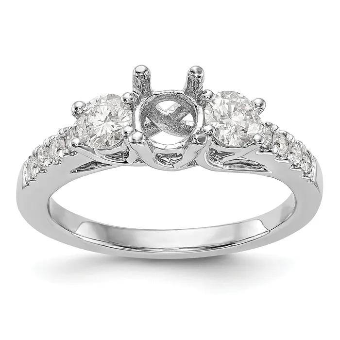 14k White Gold 1 15 Ct Lab Grown Diamond VSSI G Three Stone Engagement Ring Goldia Rings