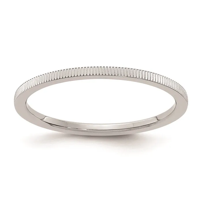 14K White Gold 12mm Line Pattern Stackable Band Goldia Rings