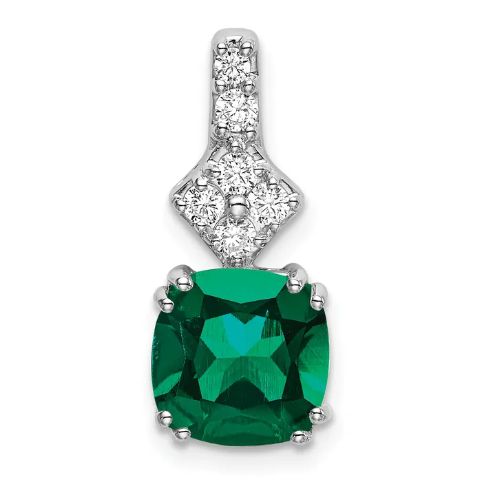 14k White Gold 15 Ct Lab Grown Diamond VSSI G and Lab Created Emerald Pendant Goldia Necklaces 14k White Gold 15 Ct Lab Grown Diamond VSSI G and Lab Created Emerald Pendant Goldia Necklaces