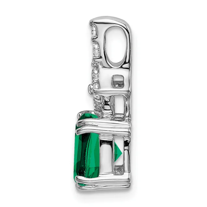 14k White Gold 15 Ct Lab Grown Diamond VSSI G and Lab Created Emerald Pendant Goldia Necklaces
