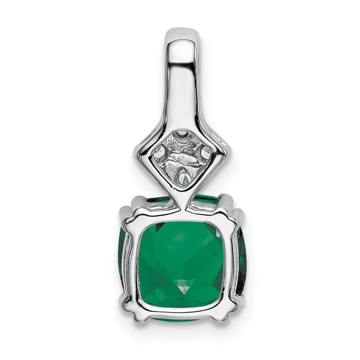 14k White Gold 15 Ct Lab Grown Diamond VSSI G and Lab Created Emerald Pendant Goldia Necklaces