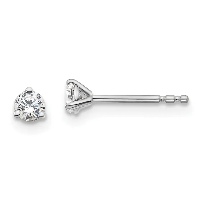 14k White Gold 15 ctw Certified Lab Grown Diamond VSSI G Round 3 Prong Heavy Wt Stud Earrings Goldia Earrings