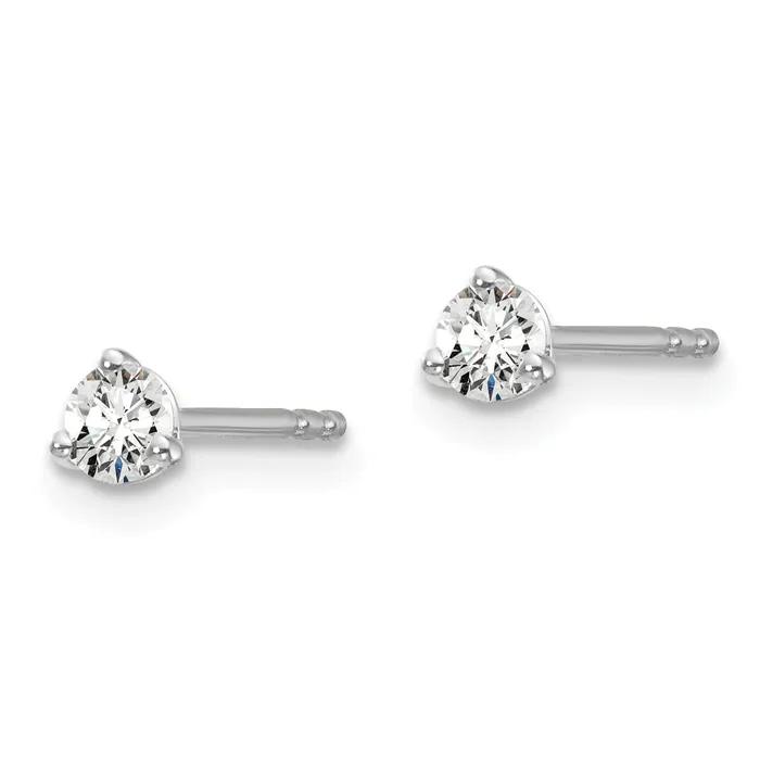 14k White Gold 15 ctw Certified Lab Grown Diamond VSSI G Round 3 Prong Heavy Wt Stud Earrings Goldia Earrings