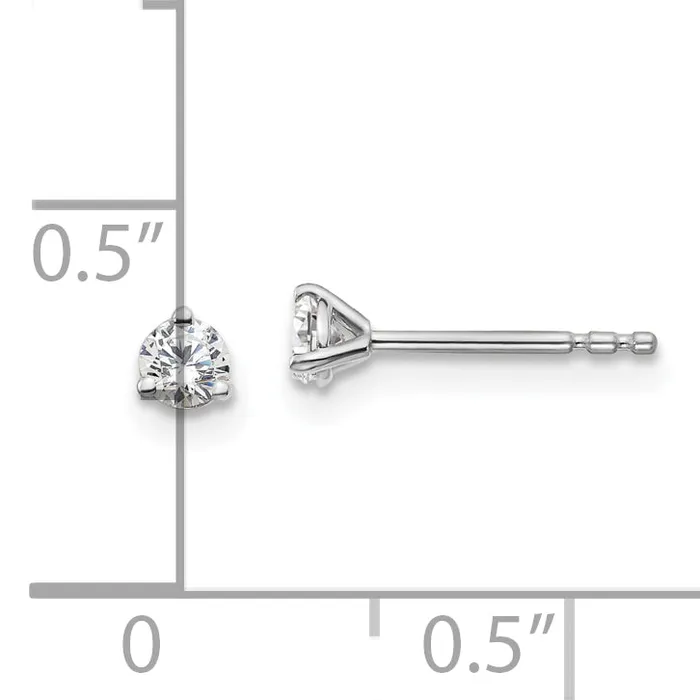 14k White Gold 15 ctw Certified Lab Grown Diamond VSSI G Round 3 Prong Heavy Wt Stud Earrings Goldia Earrings