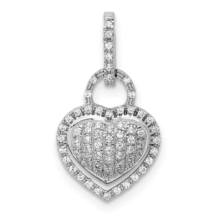 14k White Gold 15ct Real Diamond Fancy Heart Pendant Goldia Necklaces