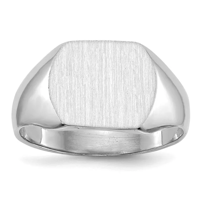 14k White Gold 100x120mm Closed Back Signet Ring Goldia Rings