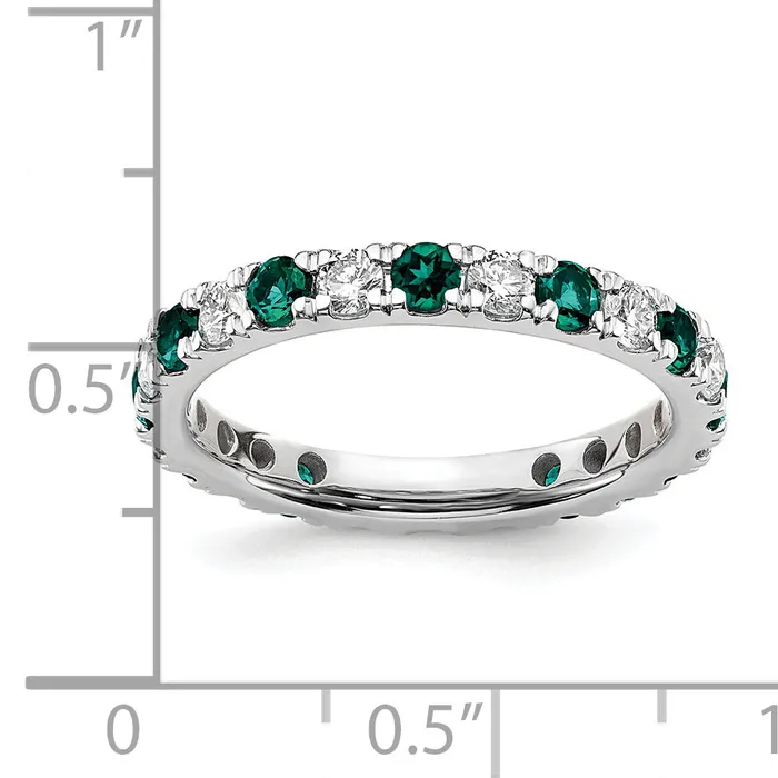 14k White Gold 34 Ct Lab Grown Diamond VSSI G and Lab Created Alexandrite Eternity Band Ring Goldia Rings
