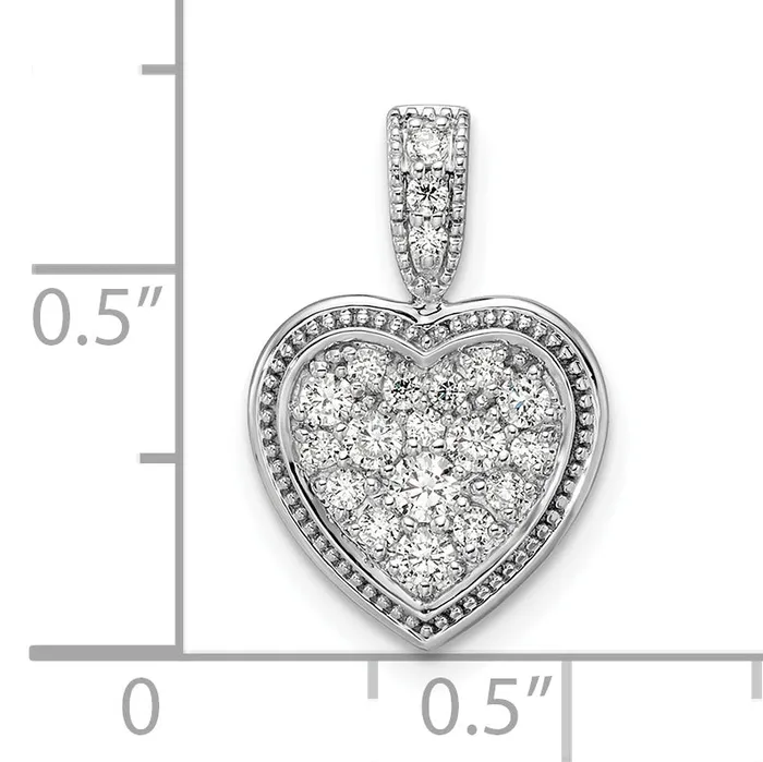 14k White Gold 38 Ct Lab Grown Diamond VSSI G Framed Heart Pendant Goldia Necklaces