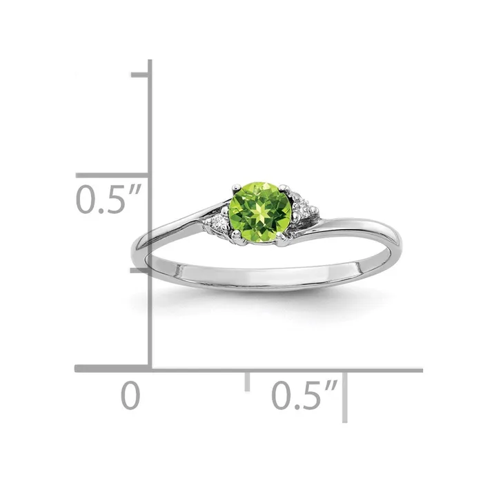 14k White Gold 4mm Peridot VS Diamond ring Goldia Rings