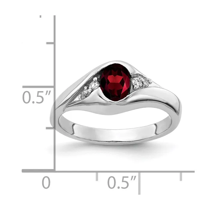 14k White Gold 6x4mm Oval Garnet Checker VS Real Diamond ring goldiaca Rings 14k White Gold 6x4mm Oval Garnet Checker VS Real Diamond ring goldiaca Rings