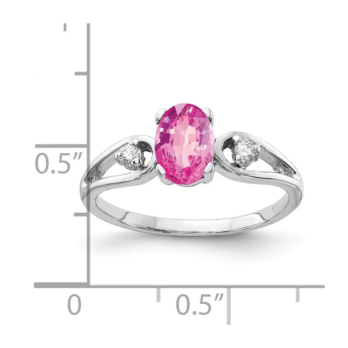 14k White Gold 7x5mm Oval Pink Sapphire AAA Real Diamond ring goldiaca Rings 14k White Gold 7x5mm Oval Pink Sapphire AAA Real Diamond ring goldiaca Rings