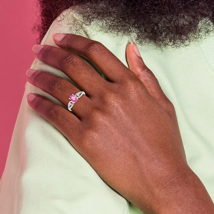 14k White Gold 7x5mm Oval Pink Sapphire AAA Real Diamond ring goldiaca Rings 14k White Gold 7x5mm Oval Pink Sapphire AAA Real Diamond ring goldiaca Rings