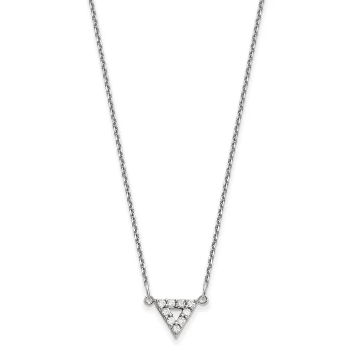 14k White Gold AA Quality Real Diamond 9mm Triangle Necklace Goldia Necklaces