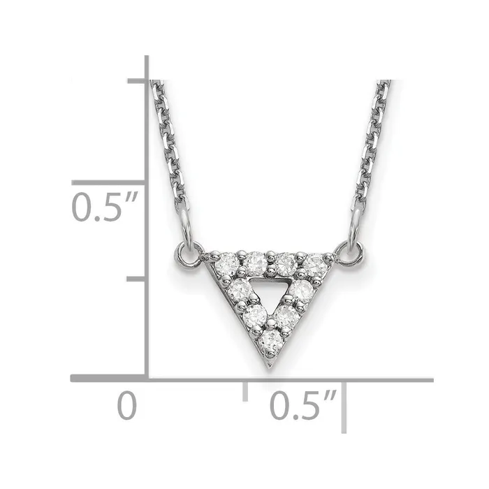 14k White Gold AA Quality Real Diamond 9mm Triangle Necklace Goldia Necklaces