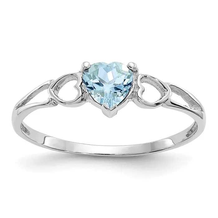 14k White Gold Aquamarine Birthstone Ring Goldia Rings