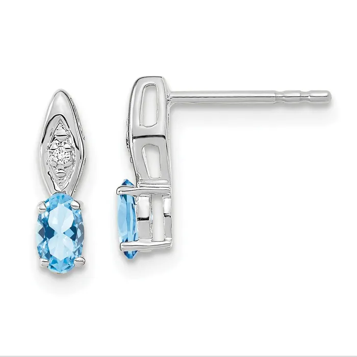 14k White Gold Aquamarine Diamond Earring goldiaca Earrings