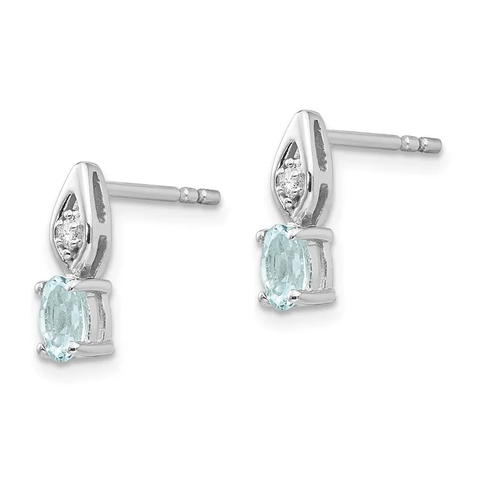14k White Gold Aquamarine Diamond Earring goldiaca Earrings