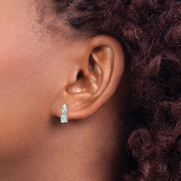 14k White Gold Aquamarine Diamond Earring goldiaca Earrings