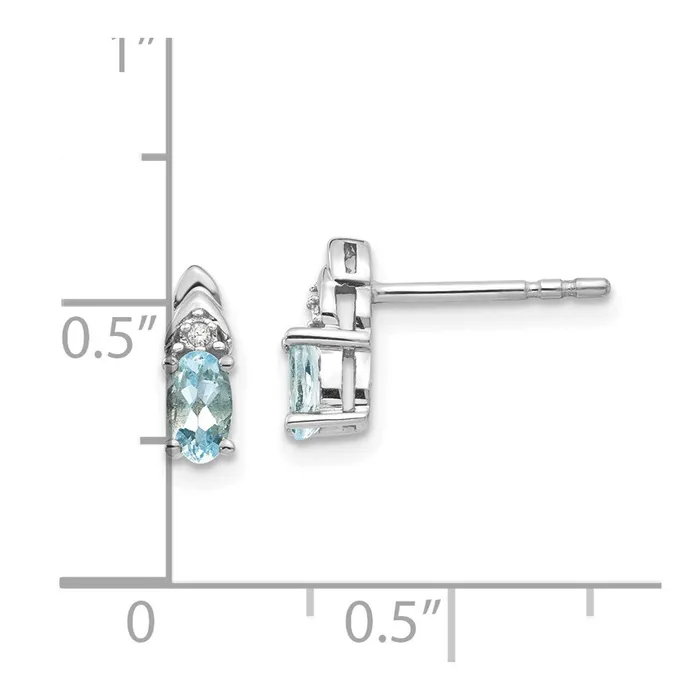 14k White Gold Aquamarine Diamond Earring goldiaca Earrings