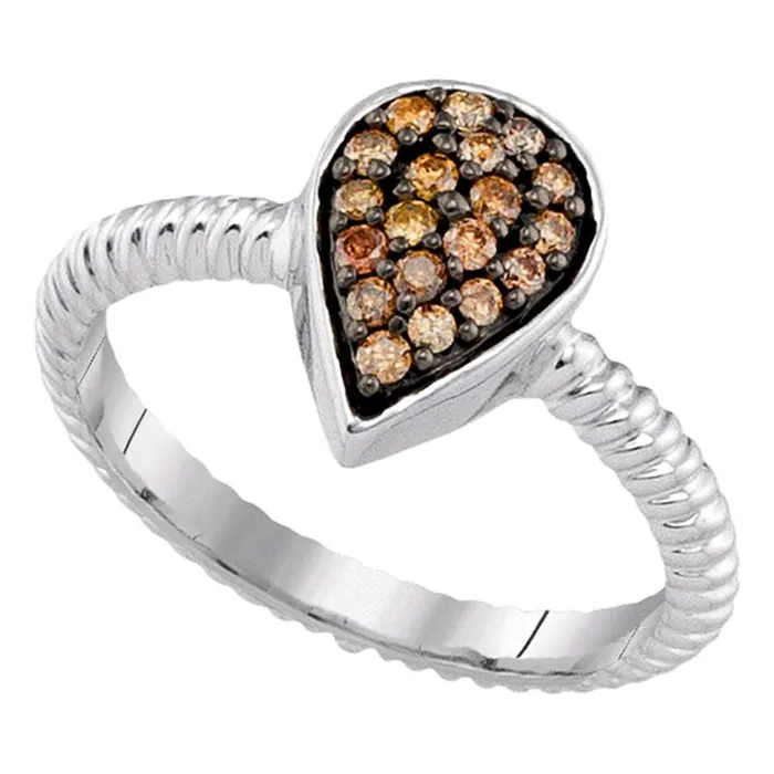 14k White Gold Brown Diamond Teardrop Cluster Ring 15 Cttw gndatlanta Rings 14k White Gold Brown Diamond Teardrop Cluster Ring 15 Cttw gndatlanta Rings