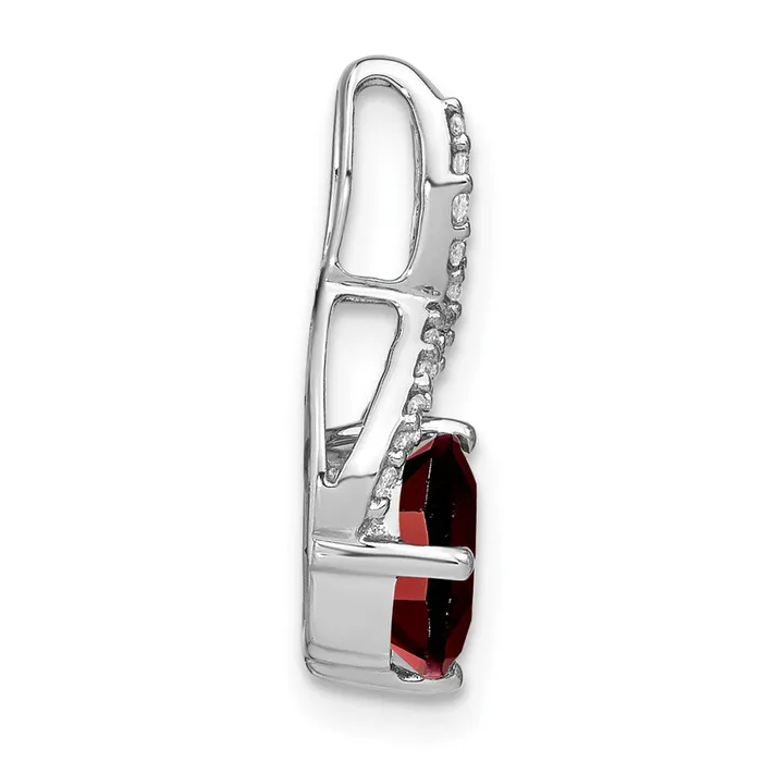 14k White Gold Cushion Garnet and Real Diamond Pendant Goldia Necklaces
