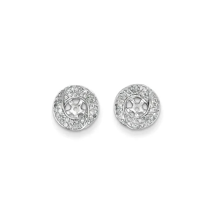 14K White Gold Diamond Round Earring Jacket goldiaca Earrings
