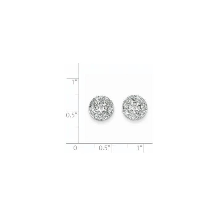 14K White Gold Diamond Round Earring Jacket goldiaca Earrings