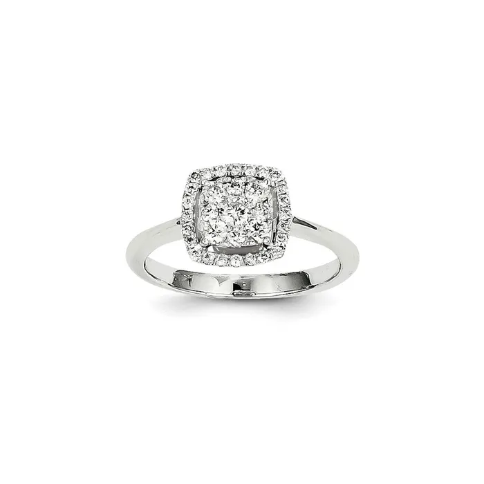 14k White Gold Diamond Square Ring Goldia Rings