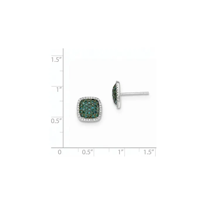 14k White Gold Diamond u0026 Pav Blue Diamond Post Earrings Goldia Earrings