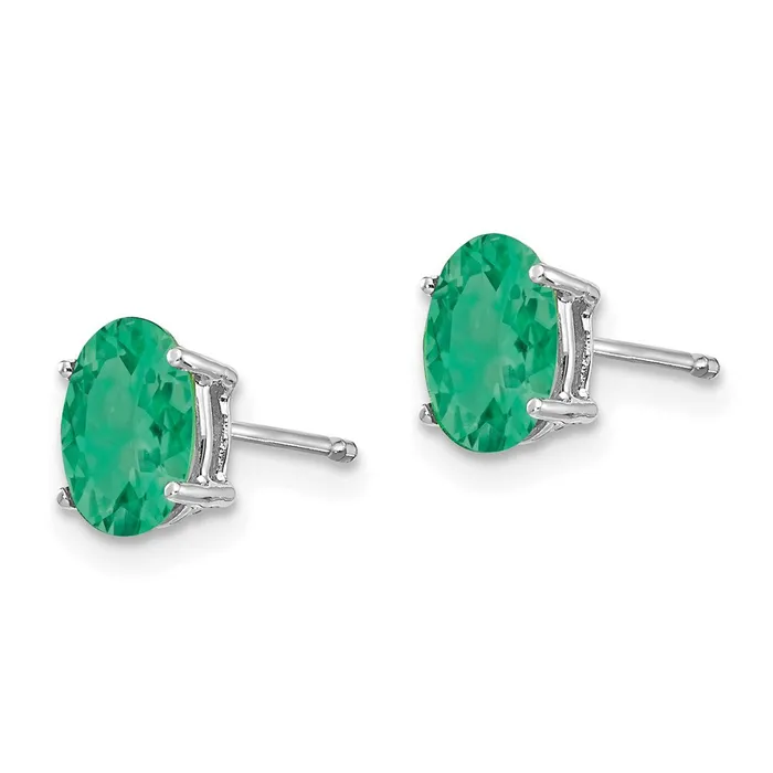 14k White Gold Emerald Earrings Goldia Earrings