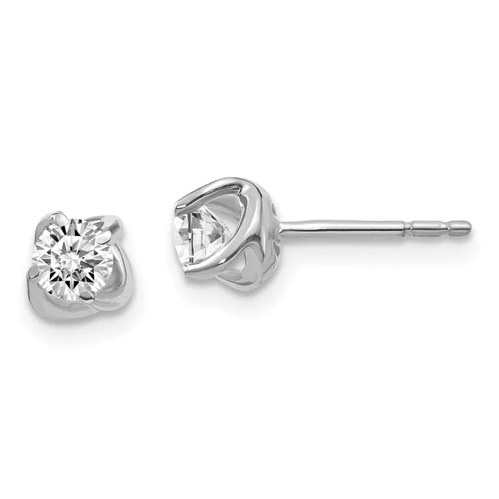 14k White Gold Fancy Twist Real Diamond Earrings Goldia Earrings