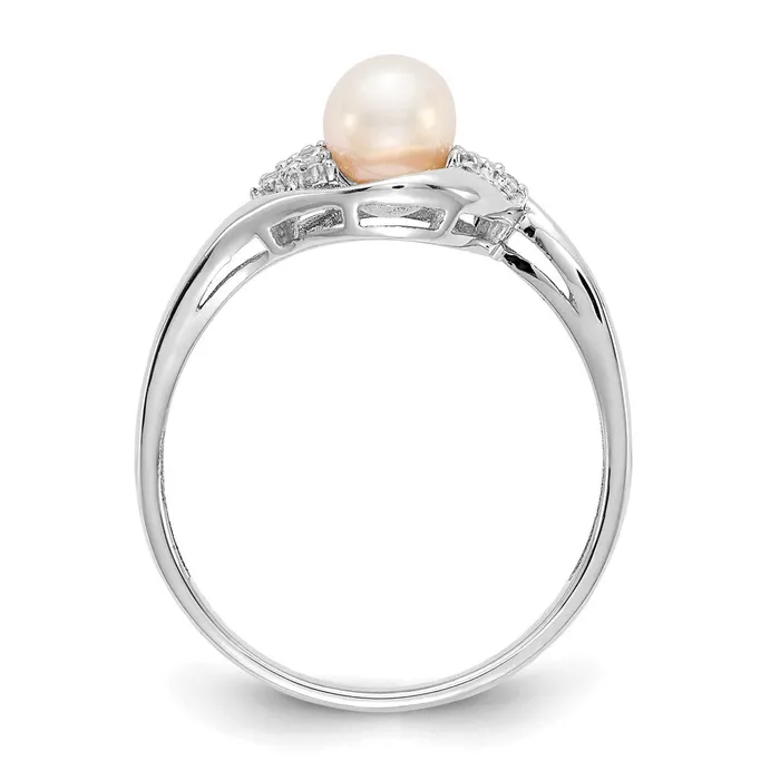 14K White Gold FW Cultured Pearl and Real Diamond Ring Goldiacom Rings