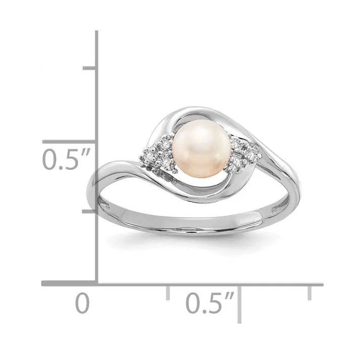 14K White Gold FW Cultured Pearl and Real Diamond Ring Goldiacom Rings