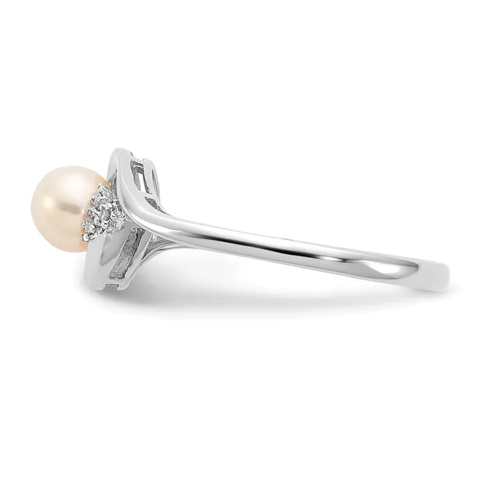 14K White Gold FW Cultured Pearl and Real Diamond Ring Goldiacom Rings