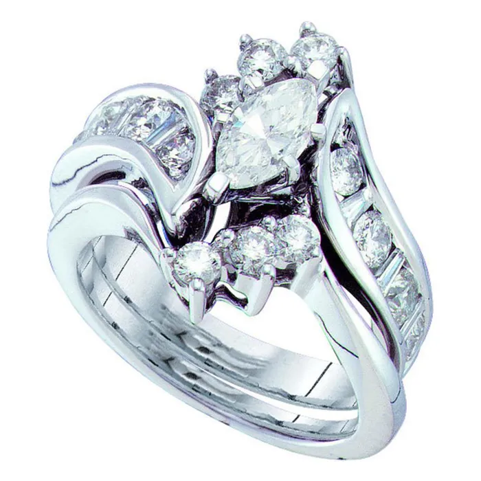 14k White Gold Marquise Diamond Bridal Wedding Ring Set 2 Cttw Certified gndatlanta Rings 14k White Gold Marquise Diamond Bridal Wedding Ring Set 2 Cttw Certified gndatlanta Rings