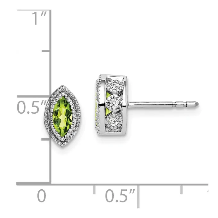 14k White Gold Marquise Peridot and Real Diamond Earrings Goldia Earrings