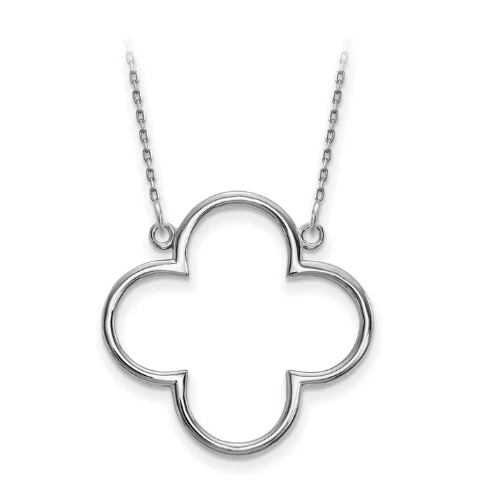 14k White Gold Medium necklace Quatrefoil Design Goldia Necklaces