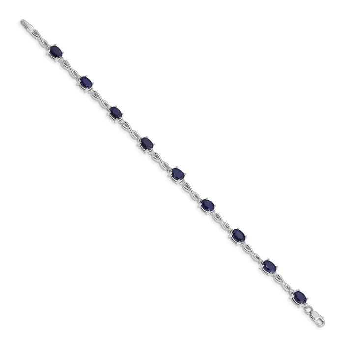 14k White Gold Natural Diamond and Sapphire Bracelet goldiaca Bracelets