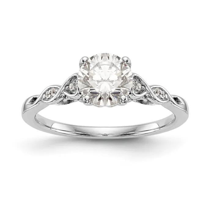 14k White Gold Peg Set Simulated Diamond Engagement Ring Goldiacom Rings