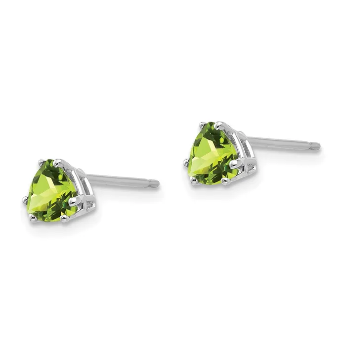 14k White Gold Peridot Trillion Stud Earrings Goldia Earrings