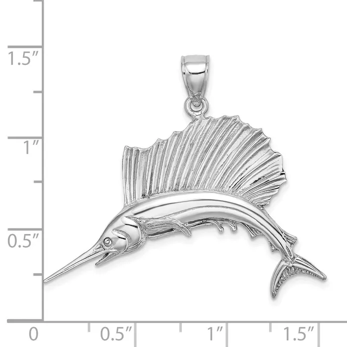 14k White Gold Polished Sailfish Charm Goldia Charm Necklaces
